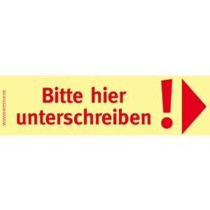 Bizstix Haftnotizen 75x35mm gelb 'Bitte hier unterschreiben Pfeil nach rechts' VE=5 Blöcke Bizstix Haftnotizen 75x35mm gelb 'Bitte hier unterschreiben Pfeil nach rechts' VE=5 Blöcke von Bizstix