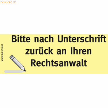 Bizstix Haftnotizen 75x35mm gelb 'Bitte nach Unterschrift zurück an Ih von Bizstix