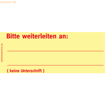 Bizstix Haftnotizen 75x35mm gelb 'Bitte weiterleiten an' VE=5 Blöcke von Bizstix