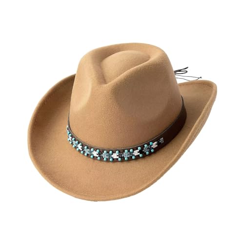 Cowboyhut Damen Herren mit Lederband, Fedora Hat Belt Buckle Retro Panama Floppy Hat,Wilder Westen, Verkleidung, Kostüm, Karneval, Mottoparty Cowboyhut Damen Herren mit Lederband, Fedora Hat Belt Buckle Retro Panama Floppy Hat,Wilder Westen, Verkleidung, Kostüm, Karneval, Mottoparty von Bkazwe