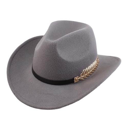 Faltbarer Cowboyhut Damen & Herren Klassischer Western Filzhut mit breiter Krempe, Verstellbarem Lederband Westernhut für Festival, Reiten oder Karneval von Bkazwe