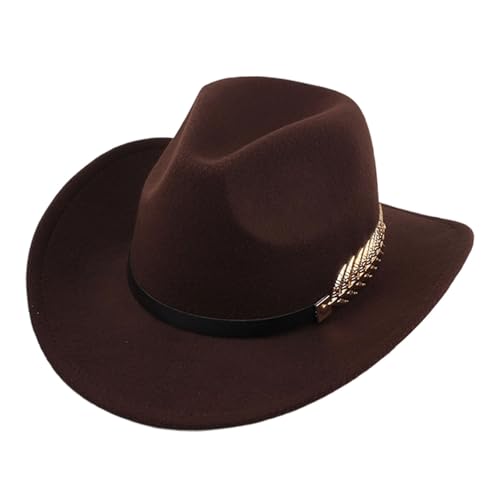 Faltbarer Cowboyhut Damen & Herren Klassischer Western Filzhut mit breiter Krempe, Verstellbarem Lederband Westernhut für Festival, Reiten oder Karneval von Bkazwe