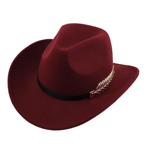 Faltbarer Cowboyhut Damen & Herren Klassischer Western Filzhut mit breiter Krempe, Verstellbarem Lederband Westernhut für Festival, Reiten oder Karneval von Bkazwe
