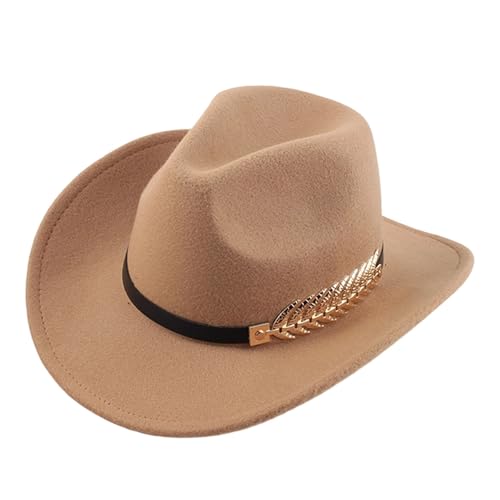 Faltbarer Cowboyhut Damen & Herren Klassischer Western Filzhut mit breiter Krempe, Verstellbarem Lederband Westernhut für Festival, Reiten oder Karneval von Bkazwe