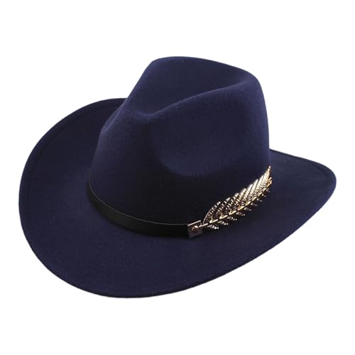 Faltbarer Cowboyhut Damen & Herren Klassischer Western Filzhut mit breiter Krempe, Verstellbarem Lederband Westernhut für Festival, Reiten oder Karneval von Bkazwe