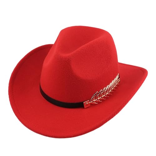 Faltbarer Cowboyhut Damen & Herren Klassischer Western Filzhut mit breiter Krempe, Verstellbarem Lederband Westernhut für Festival, Reiten oder Karneval von Bkazwe