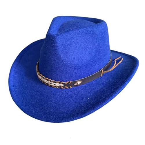 Unisex Cowboy Hut Falbar & Kompakt Traditioneller Fedora mit Breiter Krempe, Lederband & Zier-Schnalle Cowgirl-Fedora-Hüte Perfekt als Western Kostüm oder Alltag von Bkazwe