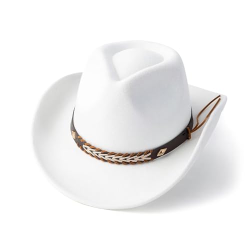 Unisex Cowboy Hut Falbar & Kompakt Traditioneller Fedora mit Breiter Krempe, Lederband & Zier-Schnalle Cowgirl-Fedora-Hüte Perfekt als Western Kostüm oder Alltag Unisex Cowboy Hut Falbar & Kompakt Traditioneller Fedora mit Breiter Krempe, Lederband & Zier-Schnalle Cowgirl-Fedora-Hüte Perfekt als Western Kostüm oder Alltag von Bkazwe