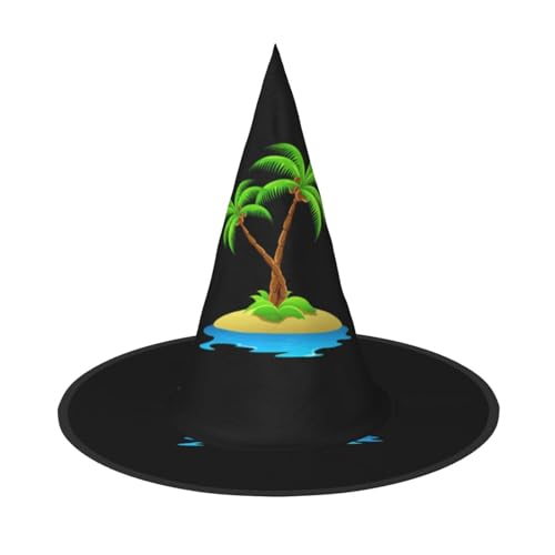 Bkdogkt 3D-Palmen-Druck, Hexenhut, Erwachsene, Karneval, Halloween, Party, Maskerade, Cosplay, Urlaubsdekoration von Bkdogkt