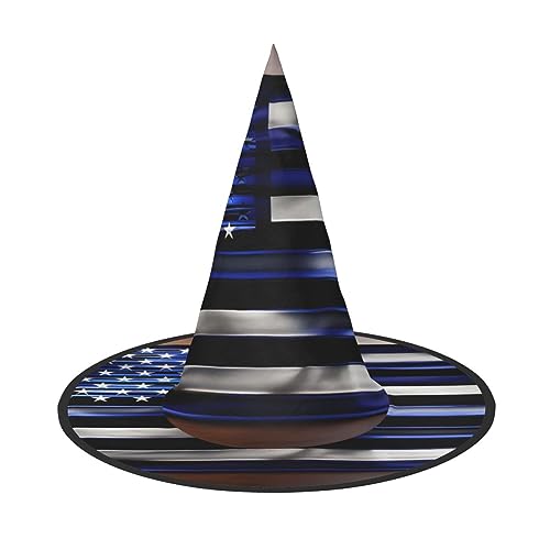 Bkdogkt Amerikanische dünne blaue Linienflagge, Druck, Hexenhut, für Erwachsene, Karneval, Halloween, Party, Maskerade, Cosplay, Urlaubsdekoration Bkdogkt Amerikanische dünne blaue Linienflagge, Druck, Hexenhut, für Erwachsene, Karneval, Halloween, Party, Maskerade, Cosplay, Urlaubsdekoration von Bkdogkt