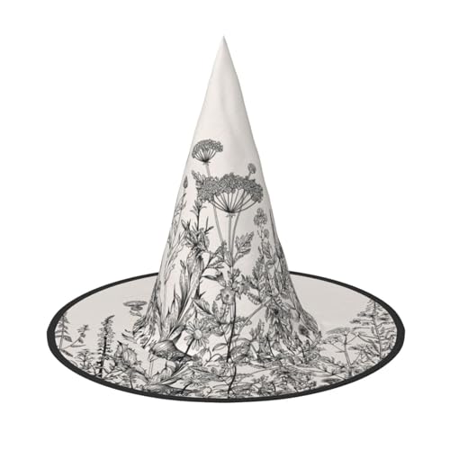 Bkdogkt Blumenkräuter Botanische Gravur Druck Erwachsene Hexenhut Karneval Halloween Hut Partys Maskeraden Cosplay Urlaub Dekor von Bkdogkt