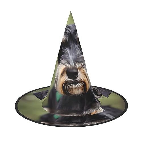 Bkdogkt Entzückender Schnauzer-Druck für Erwachsene, Hexenhut, Karneval, Halloween, Party, Maskerade, Cosplay, Urlaubsdekoration von Bkdogkt