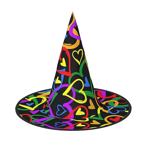 Bkdogkt Gay Pride Regenbogen-Druck Hexenhut für Erwachsene, Karneval, Halloween, Party, Maskerade, Cosplay, Urlaubsdekoration Bkdogkt Gay Pride Regenbogen-Druck Hexenhut für Erwachsene, Karneval, Halloween, Party, Maskerade, Cosplay, Urlaubsdekoration von Bkdogkt