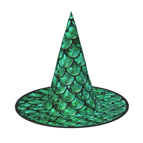 Bkdogkt Grüner Fischschuppen-Druck für Erwachsene, Hexenhut, Karneval, Halloween, Party, Maskerade, Cosplay, Urlaubsdekoration Bkdogkt Grüner Fischschuppen-Druck für Erwachsene, Hexenhut, Karneval, Halloween, Party, Maskerade, Cosplay, Urlaubsdekoration von Bkdogkt