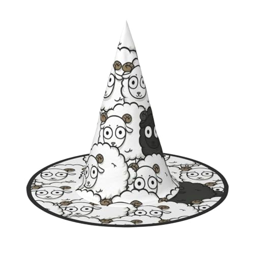 Bkdogkt Hexenhut für Erwachsene, Cartoon-Motiv, schwarz-weiß, Schaf, Karneval, Halloween, Party, Maskerade, Cosplay, Urlaubsdekoration Bkdogkt Hexenhut für Erwachsene, Cartoon-Motiv, schwarz-weiß, Schaf, Karneval, Halloween, Party, Maskerade, Cosplay, Urlaubsdekoration von Bkdogkt