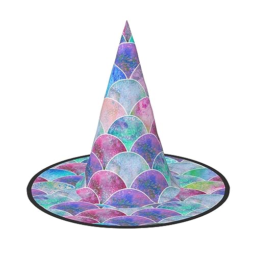 Bkdogkt Hexenhut für Erwachsene, Fischschuppen-Motiv, für Karneval, Halloween, Partys, Maskeraden, Cosplay, Urlaubsdekoration Bkdogkt Hexenhut für Erwachsene, Fischschuppen-Motiv, für Karneval, Halloween, Partys, Maskeraden, Cosplay, Urlaubsdekoration von Bkdogkt