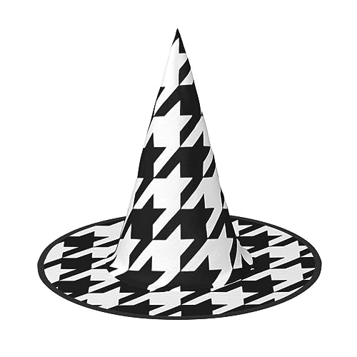 Bkdogkt Hexenhut für Erwachsene, Hahnentrittmuster, schwarzer Druck, Karneval, Halloween, Party, Maskerade, Cosplay, Urlaubsdekoration Bkdogkt Hexenhut für Erwachsene, Hahnentrittmuster, schwarzer Druck, Karneval, Halloween, Party, Maskerade, Cosplay, Urlaubsdekoration von Bkdogkt