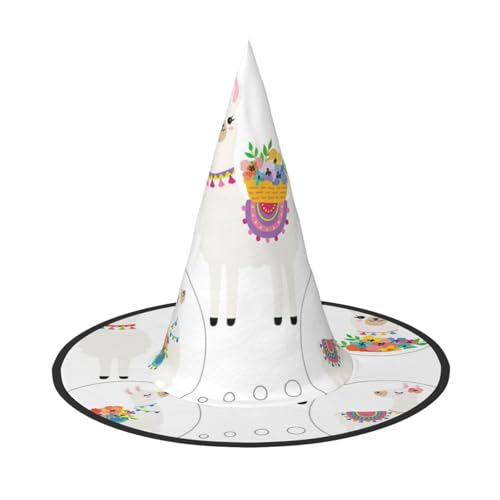 Bkdogkt Hexenhut für Erwachsene, Lama-Druck, Karneval, Halloween, Party, Maskerade, Cosplay, Urlaubsdekoration von Bkdogkt