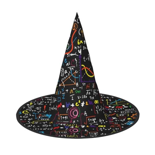 Bkdogkt Hexenhut für Erwachsene, Mathe-Formel-Druck, Karneval, Halloween, Party, Maskerade, Cosplay, Urlaubsdekoration von Bkdogkt