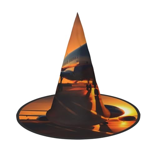 Bkdogkt Hexenhut für Erwachsene, Motiv: Flugzeug bei Sonnenuntergang, Karneval, Halloween, Party, Maskerade, Cosplay, Urlaubsdekoration Bkdogkt Hexenhut für Erwachsene, Motiv: Flugzeug bei Sonnenuntergang, Karneval, Halloween, Party, Maskerade, Cosplay, Urlaubsdekoration von Bkdogkt