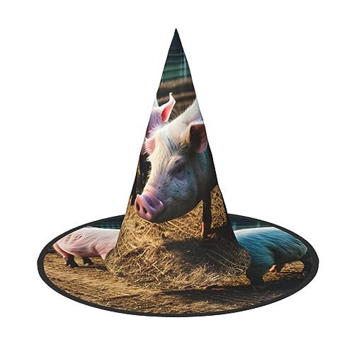 Bkdogkt Hexenhut für Erwachsene, Motiv: Schweine im Bauernhof, Karneval, Halloween, Partys, Maskeraden, Cosplay, Urlaubsdekoration von Bkdogkt