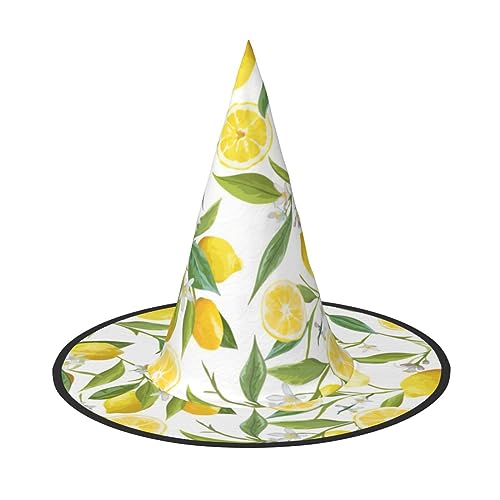 Bkdogkt Hexenhut für Erwachsene, Motiv: frische tropische Zitronen, Karneval, Halloween, Partys, Maskeraden, Cosplay, Urlaubsdekoration Bkdogkt Hexenhut für Erwachsene, Motiv: frische tropische Zitronen, Karneval, Halloween, Partys, Maskeraden, Cosplay, Urlaubsdekoration von Bkdogkt