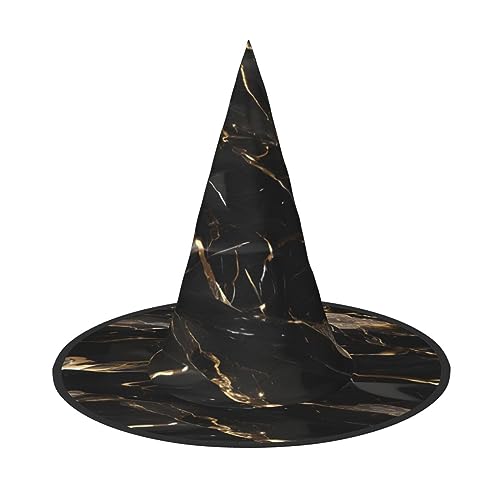 Bkdogkt Hexenhut für Erwachsene, Schwarz-Gold-Marmor-Druck, Karneval, Halloween, Party, Maskerade, Cosplay, Urlaubsdekoration Bkdogkt Hexenhut für Erwachsene, Schwarz-Gold-Marmor-Druck, Karneval, Halloween, Party, Maskerade, Cosplay, Urlaubsdekoration von Bkdogkt
