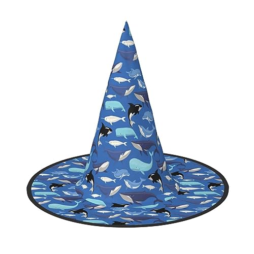 Bkdogkt Hexenhut für Erwachsene, Wal-Muster, für Karneval, Halloween, Partys, Maskeraden, Cosplay, Urlaubsdekoration von Bkdogkt