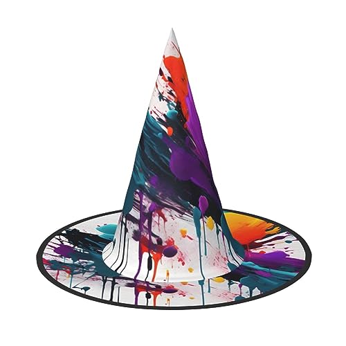 Bkdogkt Hexenhut für Erwachsene, mit Farbspritzer-Druck, Karneval, Halloween, Party, Maskerade, Cosplay, Urlaubsdekoration Bkdogkt Hexenhut für Erwachsene, mit Farbspritzer-Druck, Karneval, Halloween, Party, Maskerade, Cosplay, Urlaubsdekoration von Bkdogkt