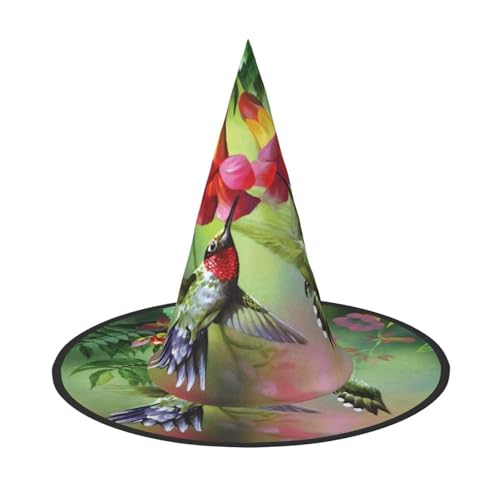 Bkdogkt Hexenhut mit Kolibri-Blumendruck, für Erwachsene, Karneval, Halloween, Party, Maskerade, Cosplay, Urlaubsdekoration Bkdogkt Hexenhut mit Kolibri-Blumendruck, für Erwachsene, Karneval, Halloween, Party, Maskerade, Cosplay, Urlaubsdekoration von Bkdogkt