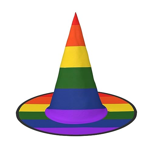 Bkdogkt Hexenhut mit Regenbogen-Flagge, für Erwachsene, Karneval, Halloween, Partys, Maskeraden, Cosplay, Urlaubsdekoration von Bkdogkt