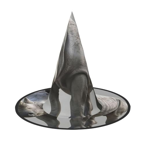 Bkdogkt Hexenhut mit Tier-Nashorn-Druck, für Erwachsene, Karneval, Halloween, Partys, Maskeraden, Cosplay, Urlaubsdekoration von Bkdogkt