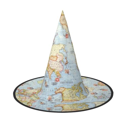 Bkdogkt Hexenhut mit Weltkarten-Druck, für Erwachsene, Karneval, Halloween, Partys, Maskeraden, Cosplay, Urlaubsdekoration Bkdogkt Hexenhut mit Weltkarten-Druck, für Erwachsene, Karneval, Halloween, Partys, Maskeraden, Cosplay, Urlaubsdekoration von Bkdogkt