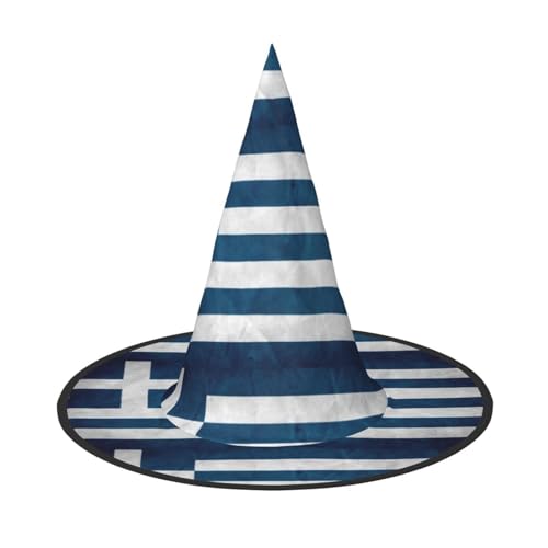 Bkdogkt Hexenhut mit griechischer Flagge, für Erwachsene, Karneval, Halloween, Partys, Maskeraden, Cosplay, Urlaubsdekoration von Bkdogkt