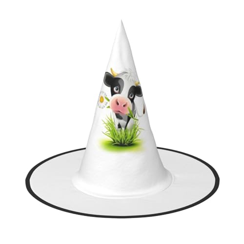 Bkdogkt Hexenhut mit niedlichem Kuh-Druck, für Erwachsene, Karneval, Halloween, Partys, Maskeraden, Cosplay, Urlaubsdekoration von Bkdogkt