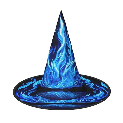 Bkdogkt Indigo Flamme Print Erwachsene Hexenhut Karneval Halloween Hut Partys Maskeraden Cosplay Urlaub Dekor von Bkdogkt