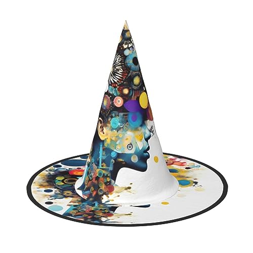 Bkdogkt Künstliche Intelligenz Gehirndruck Erwachsene Hexenhut Karneval Halloween Hut Partys Maskeraden Cosplay Urlaub Dekor von Bkdogkt
