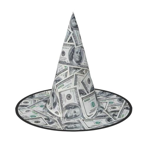 Bkdogkt Lustiger Dollar-Gelddruck für Erwachsene, Hexenhut, Karneval, Halloween, Party, Maskerade, Cosplay, Urlaubsdekoration von Bkdogkt