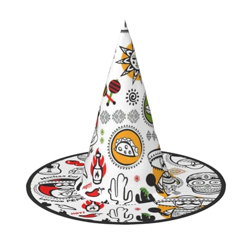 Bkdogkt Mexikanische Salsa-Symbole für Erwachsene, Hexenhut, Karneval, Halloween, Party, Maskerade, Cosplay, Urlaubsdekoration von Bkdogkt