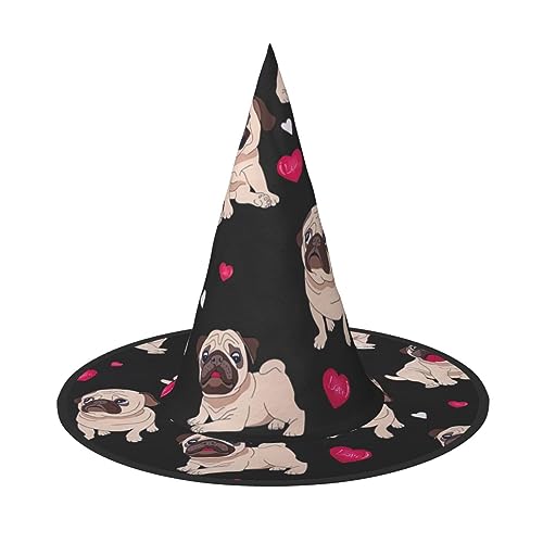 Bkdogkt Niedlicher Mops-Druck für Erwachsene, Hexenhut, Karneval, Halloween, Party, Maskerade, Cosplay, Urlaubsdekoration Bkdogkt Niedlicher Mops-Druck für Erwachsene, Hexenhut, Karneval, Halloween, Party, Maskerade, Cosplay, Urlaubsdekoration von Bkdogkt