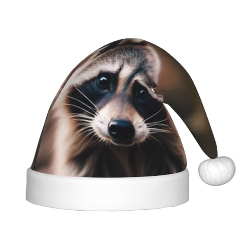 Bkdogkt Niedlicher Waschbär (1) Aufdruck, festlicher Elfenhut, Weihnachtsmütze, Accessoire für Weihnachten, Party, Geschenk, Urlaub von Bkdogkt