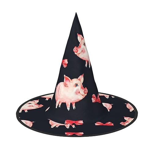 Bkdogkt Roter süßer Schweinchen-Druck für Erwachsene, Hexenhut, Karneval, Halloween, Party, Maskerade, Cosplay, Urlaubsdekoration Bkdogkt Roter süßer Schweinchen-Druck für Erwachsene, Hexenhut, Karneval, Halloween, Party, Maskerade, Cosplay, Urlaubsdekoration von Bkdogkt