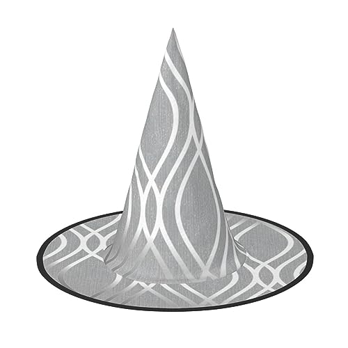 Bkdogkt Silberner geometrischer Figuren-Druck, Hexenhut, für Erwachsene, Karneval, Halloween, Party, Maskerade, Cosplay, Urlaubsdekoration Bkdogkt Silberner geometrischer Figuren-Druck, Hexenhut, für Erwachsene, Karneval, Halloween, Party, Maskerade, Cosplay, Urlaubsdekoration von Bkdogkt