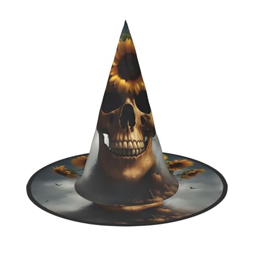 Bkdogkt Sonnenblumen-Halloween-Schädel-Druck, Hexenhut, für Erwachsene, Karneval, Halloween, Party, Maskerade, Cosplay, Urlaubsdekoration Bkdogkt Sonnenblumen-Halloween-Schädel-Druck, Hexenhut, für Erwachsene, Karneval, Halloween, Party, Maskerade, Cosplay, Urlaubsdekoration von Bkdogkt
