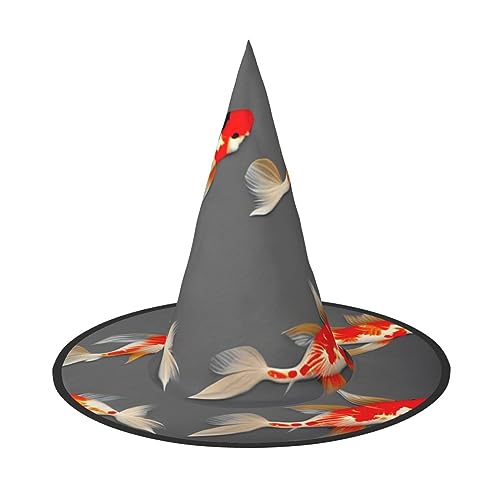 Bkdogkt Traditioneller Koi-Karpfen mit Punkten, Hexenhut, für Erwachsene, Karneval, Halloween, Party, Maskerade, Cosplay, Urlaubsdekoration von Bkdogkt