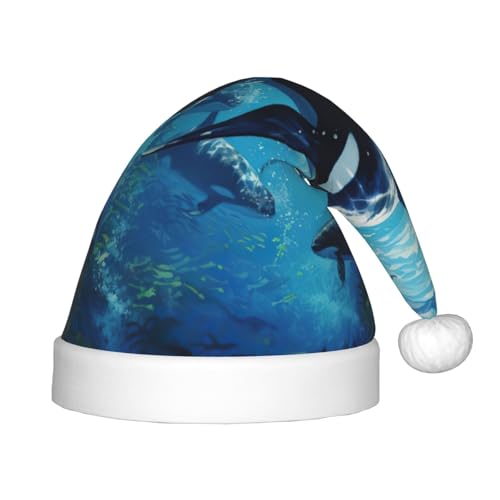 Bkdogkt Weihnachtsmütze, Motiv: Killerwale schwimmen mit, weihnachtlicher Elfenhut, Accessoire für Weihnachten, Party, Geschenk, Urlaub Bkdogkt Weihnachtsmütze, Motiv: Killerwale schwimmen mit, weihnachtlicher Elfenhut, Accessoire für Weihnachten, Party, Geschenk, Urlaub von Bkdogkt