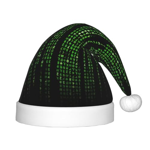 Bkdogkt Weihnachtsmütze, Motiv: grüne Zahlen, binärer Druck, festlicher Elfenhut, Zubehör für Weihnachtsmütze, Weihnachtsfeier, Geschenk, Urlaub Bkdogkt Weihnachtsmütze, Motiv: grüne Zahlen, binärer Druck, festlicher Elfenhut, Zubehör für Weihnachtsmütze, Weihnachtsfeier, Geschenk, Urlaub von Bkdogkt