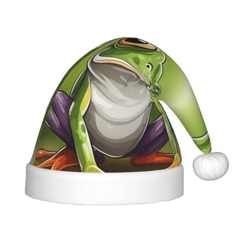 Bkdogkt Weihnachtsmütze mit Cartoon-Frosch-Druck, festlicher Elfenhut, Zubehör für Weihnachten, Party, Geschenk, Urlaub Bkdogkt Weihnachtsmütze mit Cartoon-Frosch-Druck, festlicher Elfenhut, Zubehör für Weihnachten, Party, Geschenk, Urlaub von Bkdogkt