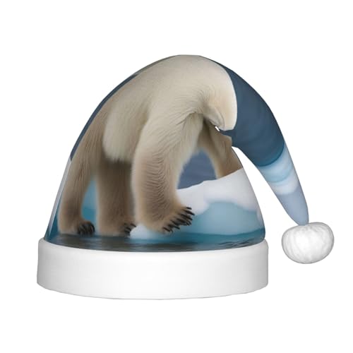 Bkdogkt Weihnachtsmütze mit Eisbär-Aufdruck, festlicher Elfenhut, Zubehör für Weihnachten, Party, Geschenk, Urlaub Bkdogkt Weihnachtsmütze mit Eisbär-Aufdruck, festlicher Elfenhut, Zubehör für Weihnachten, Party, Geschenk, Urlaub von Bkdogkt