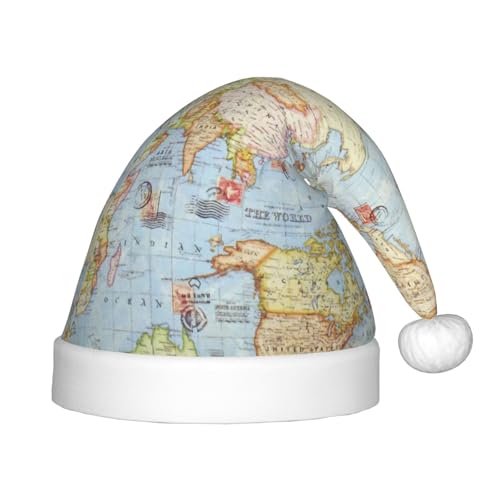 Bkdogkt Weihnachtsmütze mit Weltkarten-Druck, festlicher Elfenhut, Zubehör für Weihnachtsmütze, Weihnachtsfeier, Geschenk, Urlaub Bkdogkt Weihnachtsmütze mit Weltkarten-Druck, festlicher Elfenhut, Zubehör für Weihnachtsmütze, Weihnachtsfeier, Geschenk, Urlaub von Bkdogkt